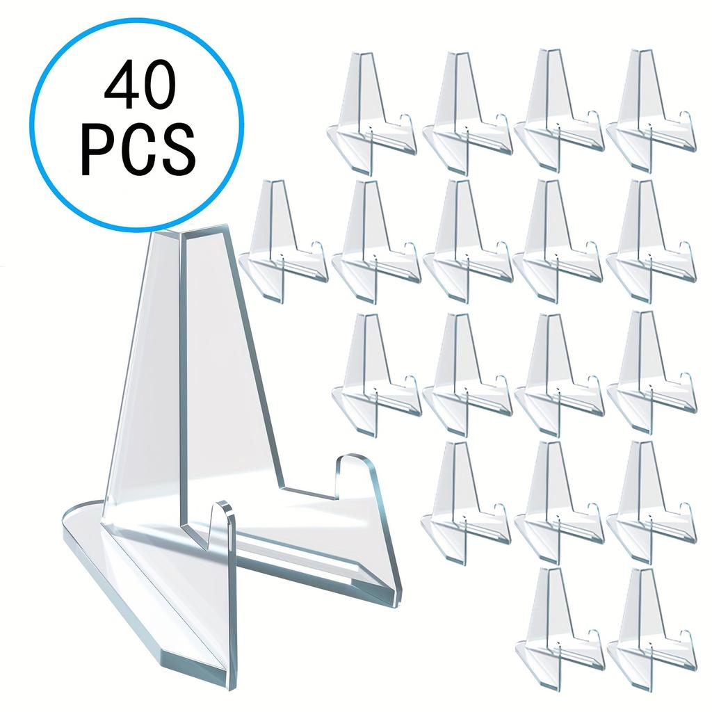 40pcs Clear Acrylic Card Display Stands - Adjustable Easel Holders for Sports Cards, PSA Graded Cards, Baseball Cards