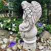 Concrete Garden Sculpture Angel Figure Gray Angel On a Sphere