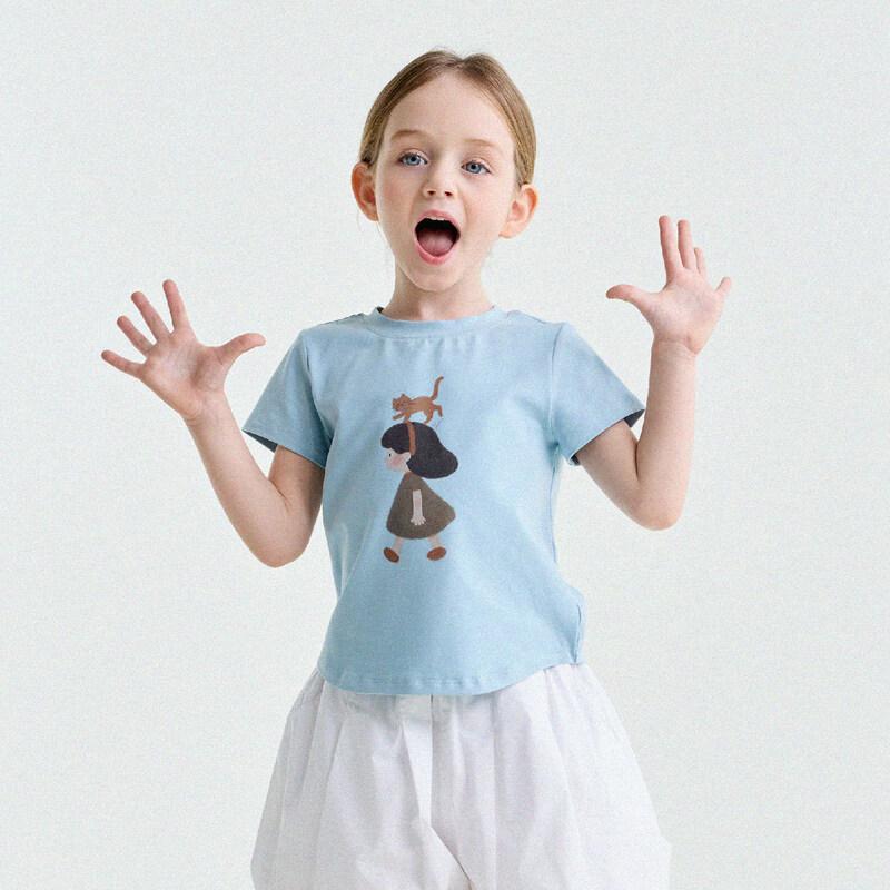 Yunerma Kids Summer Versatile Cartoon Print T-Shirt 120