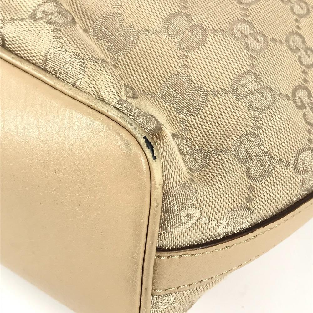 Gucci 73885 GG Logo Bucket-shaped Shoulder Bag GGCanvas/Leather Beige