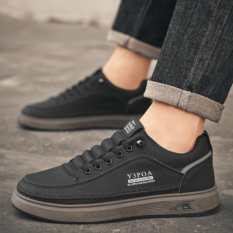 

Мужская обувь новая обувь на плоской подошве мужская легкая обувь-лодочки с низким верхом повседневная для работы универсальная модная белая обувь 39 чёрный