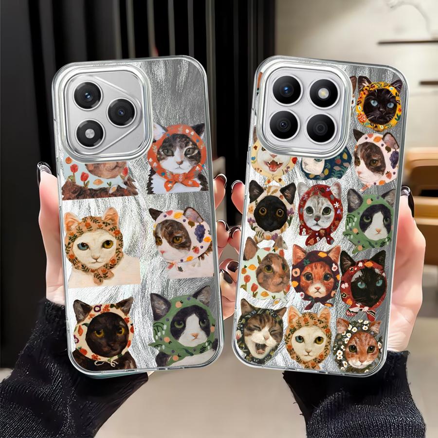 Case for Honor X8a X7b X9c 200 Pro X8b X9b X9a 200 400 Lite X8c Soft Shell Retro Cat Art