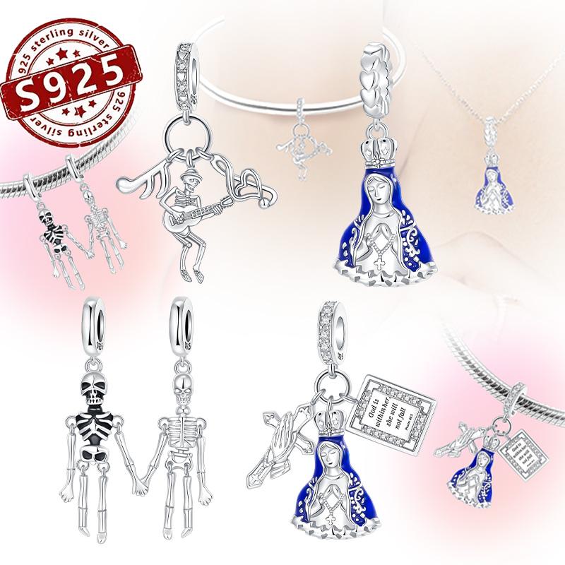 Copper Metal Halloween series Skeleton Madonna Pendant Bead Component High Quality Fine Jewelry Bead Components Designed For Authentic Original