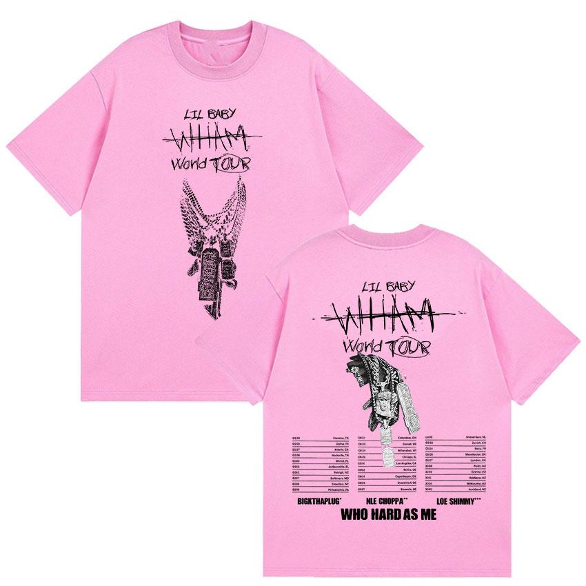Rapper Lil Baby Wham World Tour 2025 Print T Shirts Men's Gothic Hip Hop Punk Clothing T-shirt Man Retro Oversized Cotton Tshirt
