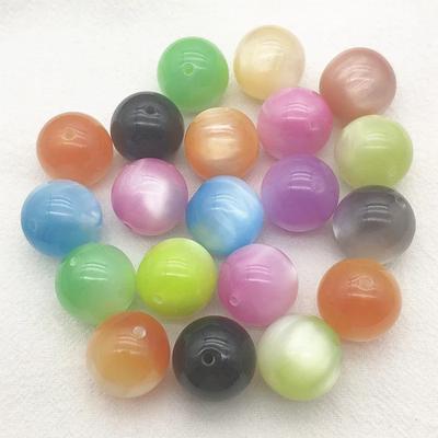 New Arrival! 12/16/20mm Cat Eye Effect Resin Chunky Round Beads For Handmade Necklace DIY Parts.Jewelry Findings&Components