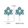 Vintage Palace Style Enamel Flower Stud Earrings for Women Elegant Creative Imitation Pearl Tassel Earring Party Wedding Jewelry