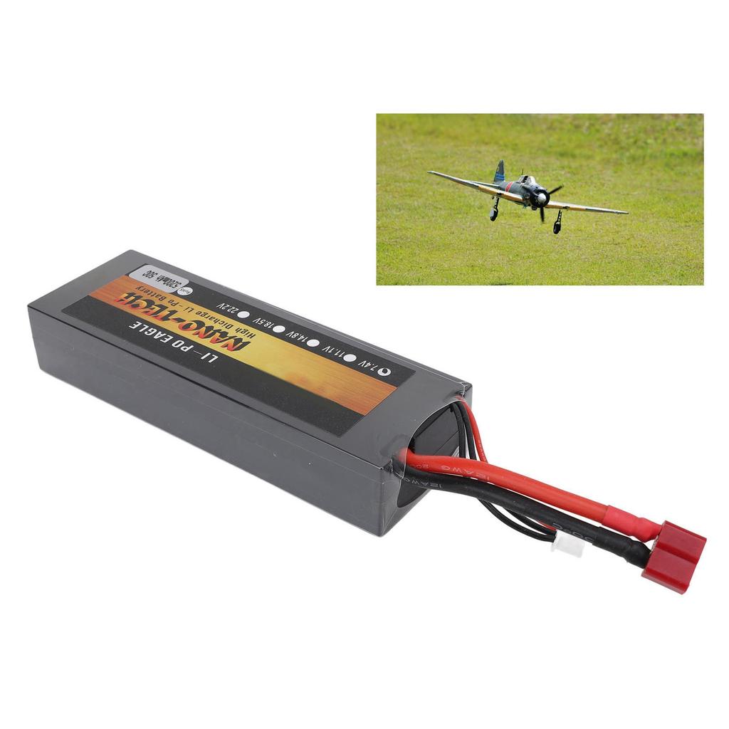 7.4V Lipo Battery 5200mAh 2S 50C Hard Case Lithium Polymer Battery with T Plug for 1/8 1/10 RC Cars Trucks