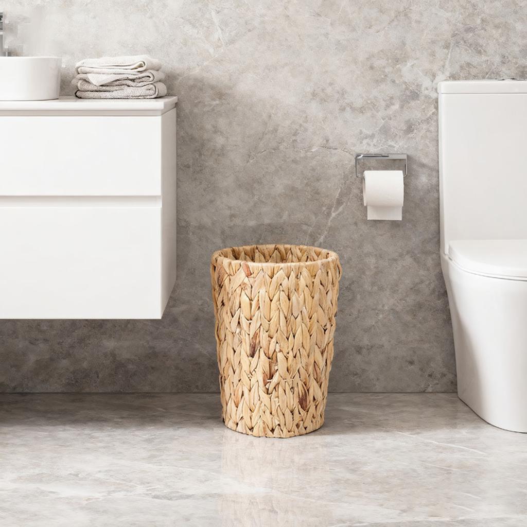 Modern Woven Rattan Trash Can Breathable Odor Resistant Wicker Waste Bin For Small Place And Home Office Decoration
