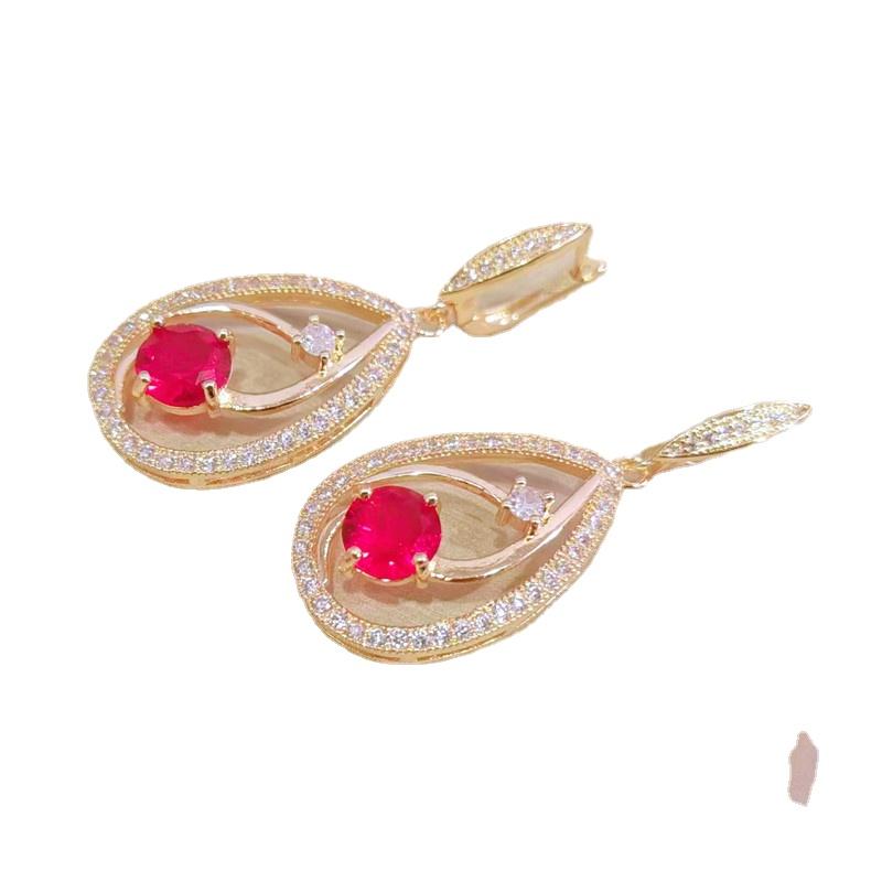 Korean Trendy Zircon Drop Shape Drop Earrings for Women Fashion Gold Color Earring Jewelry Party Accessories