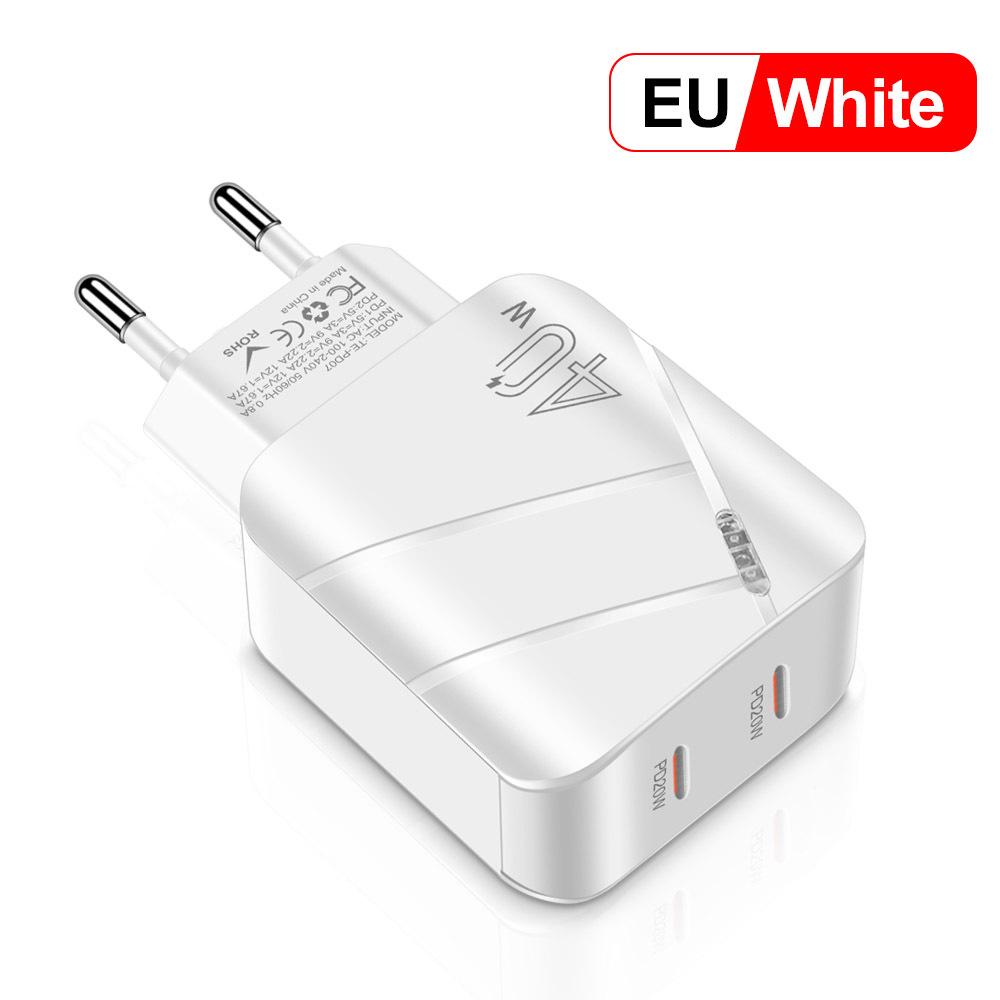 PD40W Fast Charger for Huawei & Apple iPhone Pro - EU/UK Standard, Smart Compatibility.