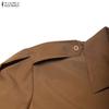 ZANZEA Women Casual Turn Down Collar Loose Long Sleeve Dress