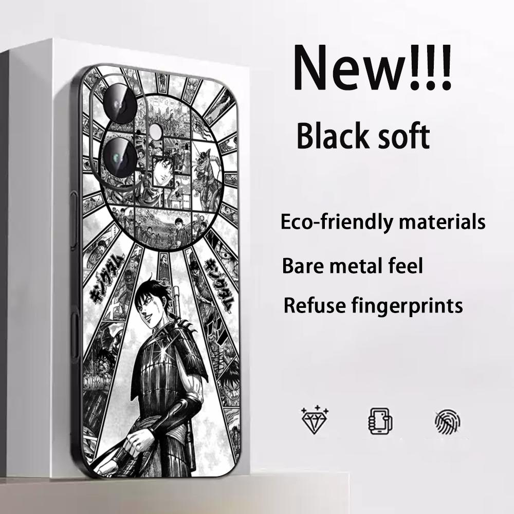 Kingdom Kanki Japan Anime Pattern Phone Case For iPhone 17 16 16e 15 14 13 12 Plus Mini Pro Max Soft Black Shockproof Cover