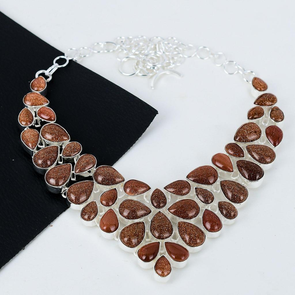 Natural Sunstone Gemstone Handmade 925 Sterling Silver Electroform Necklace, Sunstone Silver For Wife Unisex Necklace Party Wear Gifts