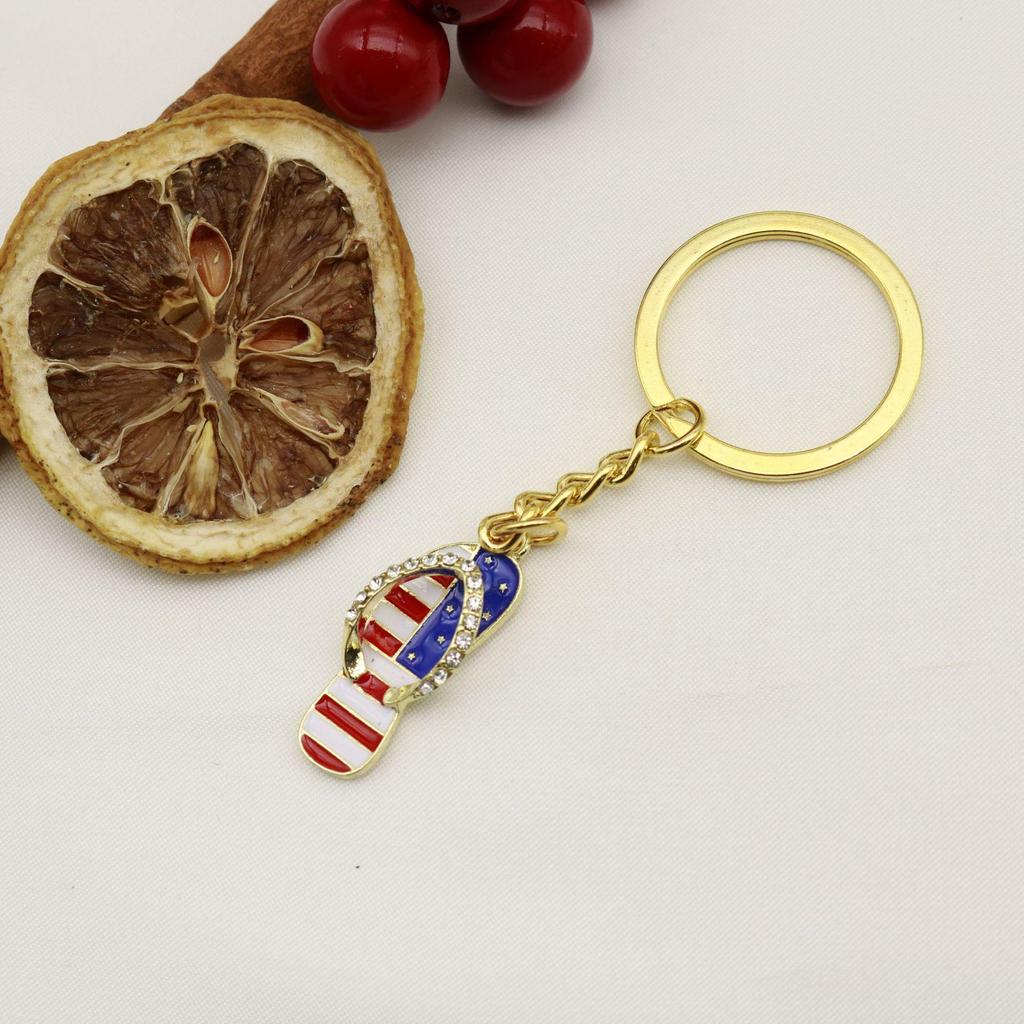European American Independence Day Star & Flag Slipper Keychain