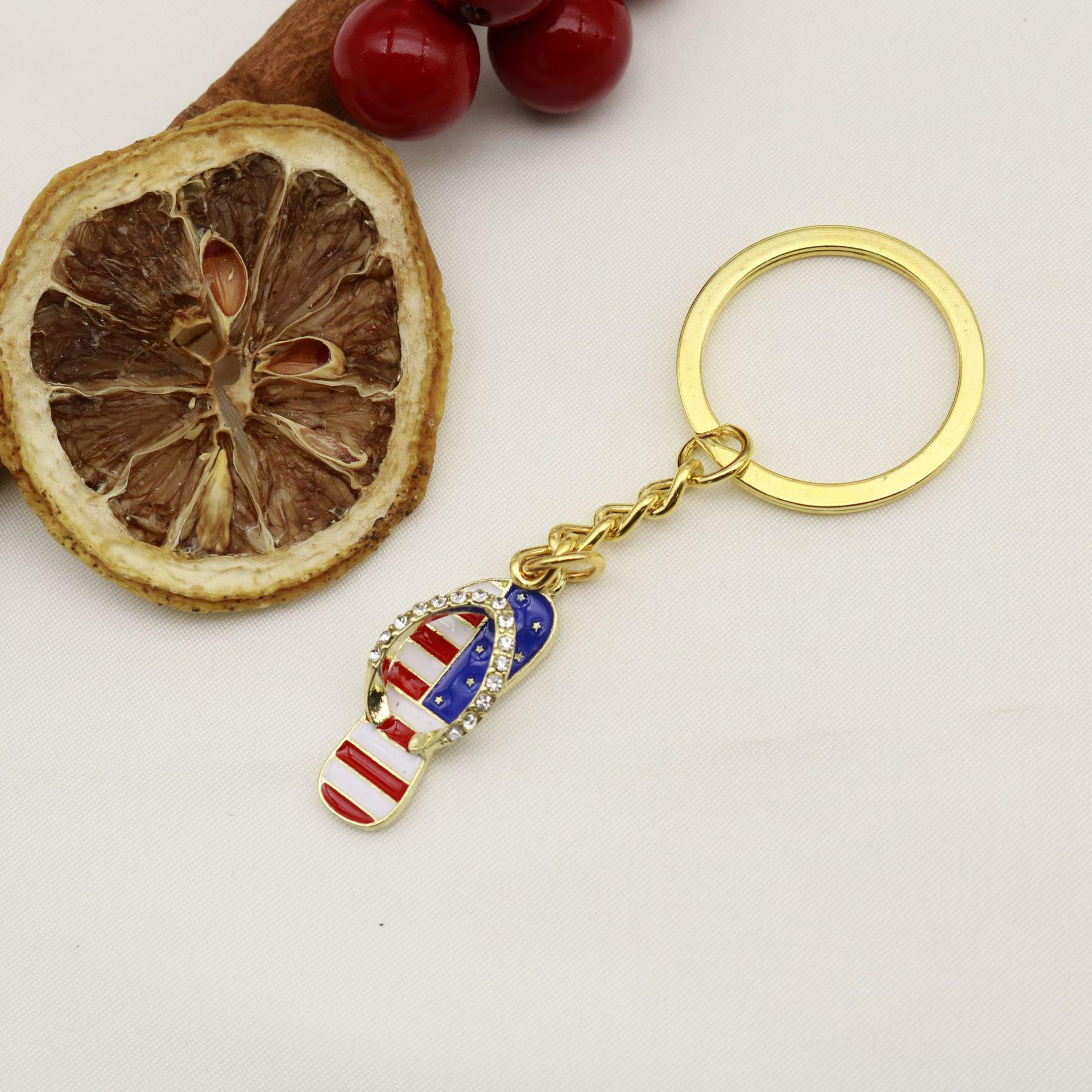 European American Independence Day Star & Flag Slipper Keychain
