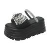 8CM Platform Slippers Sandals Woman Bling Diamond Bowknot Thick Sole Slippers Women Chunky Flip Flops Summer Casual Beach Slides