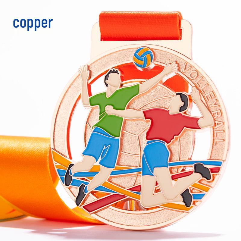 Great Cause Volleyball Champion Medal - Custom Gold Foil Hanging Plate Trophy for Competitions