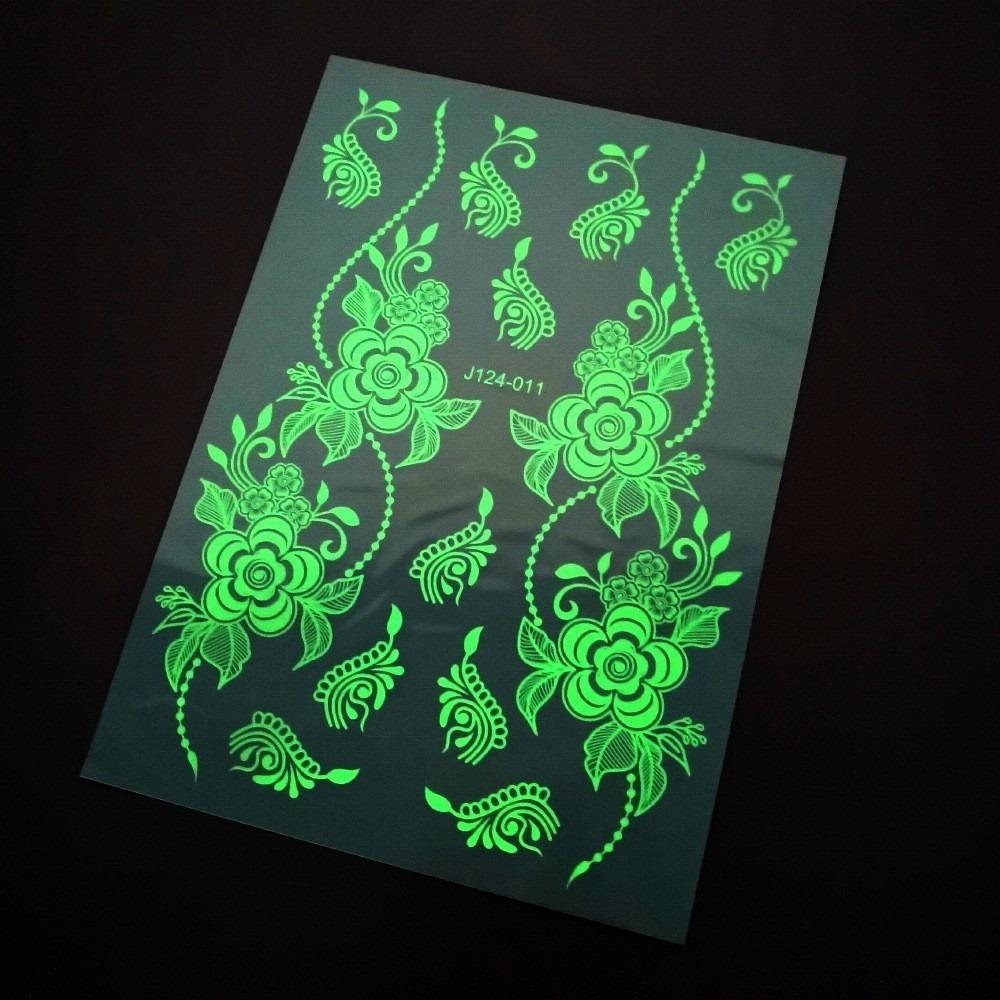 Water Transfer Decals Henna Temporary Tattoo Fake Luminous Body Art Sticker  Music Festival