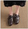 Available: Women's British Style Retro Round Toe Leather Loafers - Simple, Commuter Flat Lace-Up Shoes