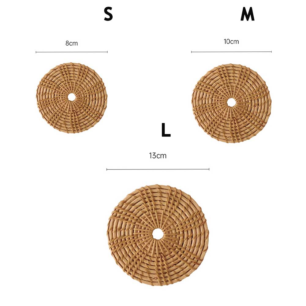 Natural Round Rattan Kitchen Insulation Pad Padding Mat Placemat Bowl Pad Coasters Cup Mats