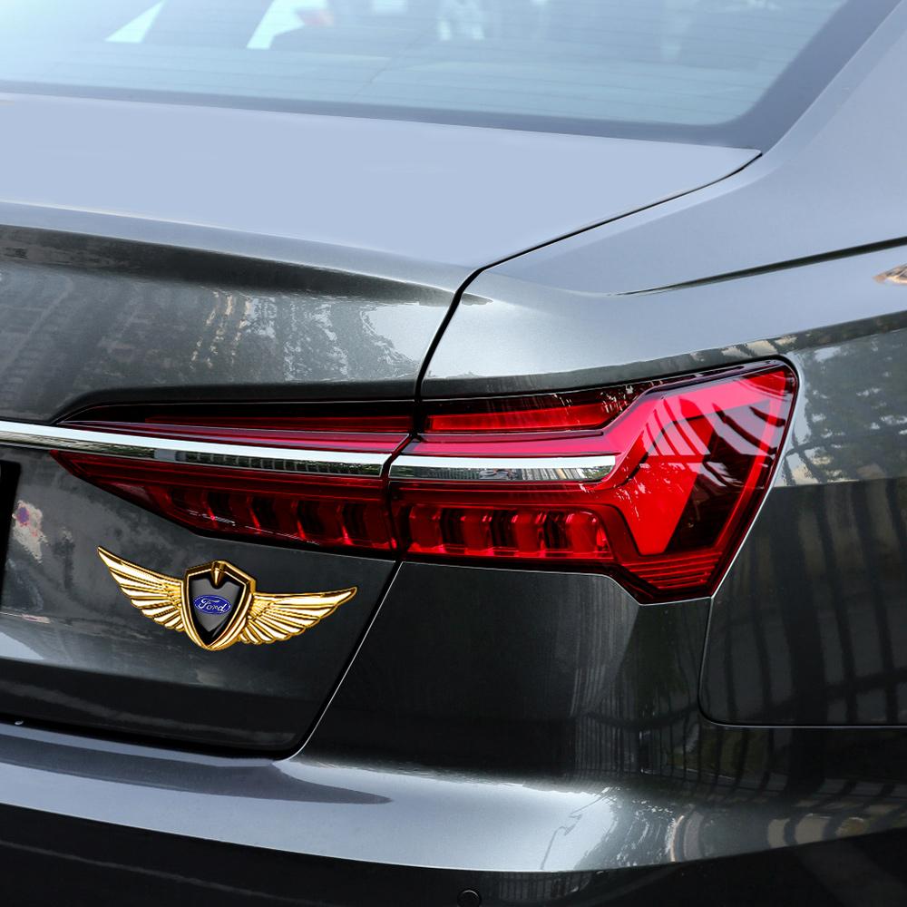 AAAMR1 Metal Car Body Trunk Wings Sticker Badge Decoration Accessories Auto Styling For Ford Mustang Focus Mk2 3 Ranger Fusion Mondeo