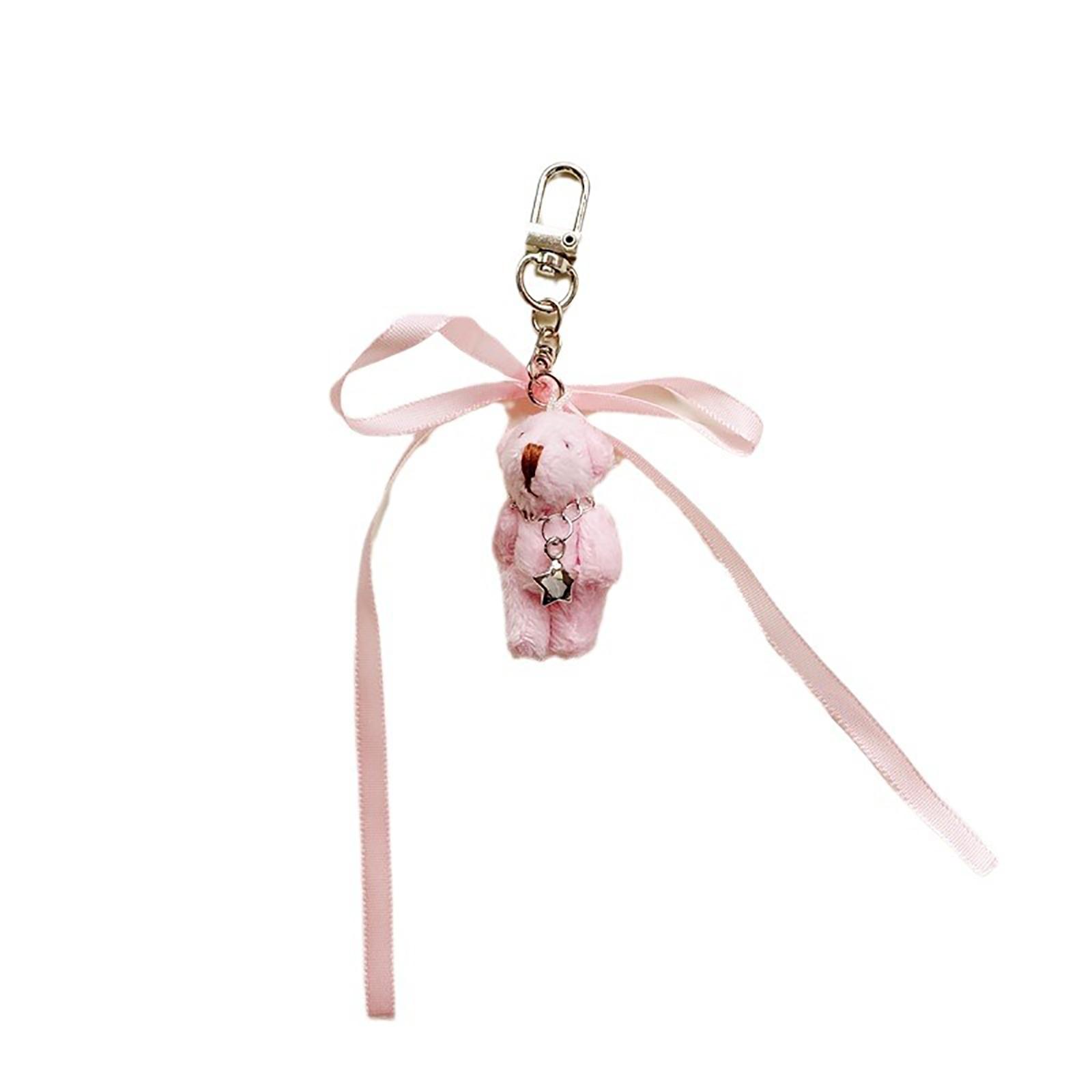 

Милый кулон в виде медвежонка, брелок с бантиком, стильный аксессуар для сумки, держатель для ключей в виде медвежонка, уникальное украшение для ключей, подходит для сумки и ключей