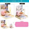 Moin Moin Scale Dollhouse Miniature DIY Kit Set Bunny House Collection for Beginners Pink Rabbit with Two Size Settings Includes LED Light and Acrylic
