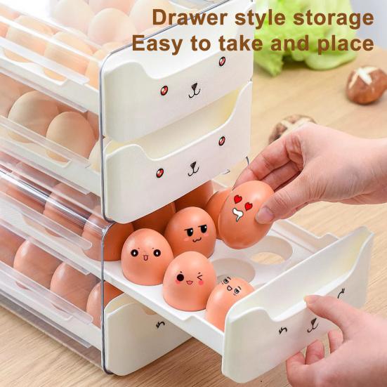 Egg Storage Box for Refrigerator Stackable Egg Container Holds 36 Eggs Kitchen Egg Organizer with Two Drawers for Fridge Counter