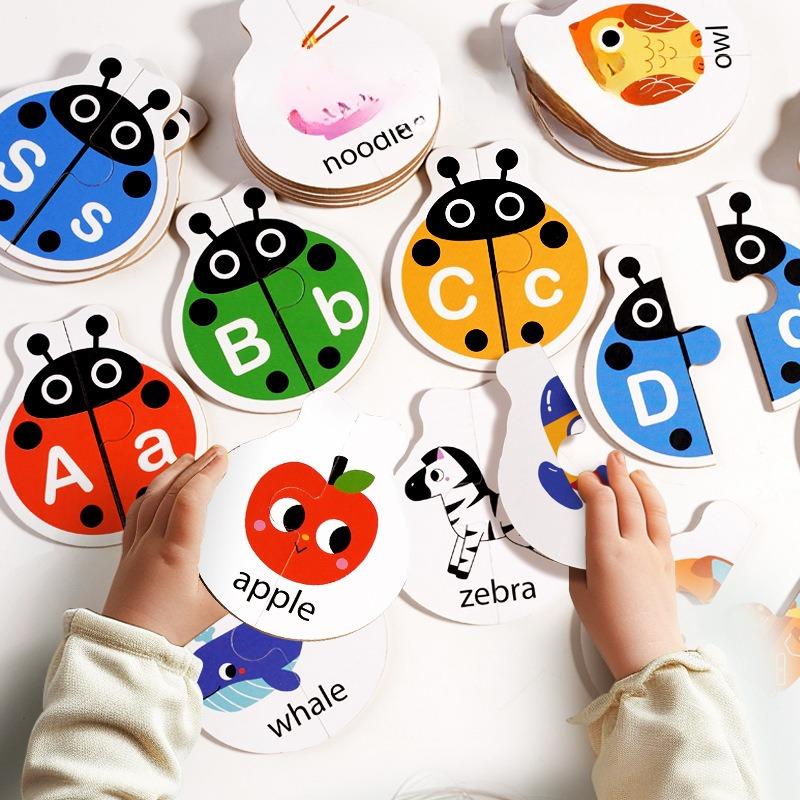 Enlightenment Alphabet Cognition Children Puzzle Early Education Animal Words Matching Card Pair Touch Board Game Toys