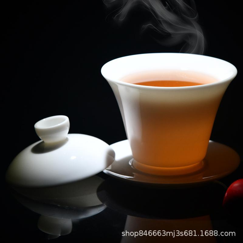 Chinese Tea Set, Dehua White Porcelain Kung Fu Tea Set, Complete Set Of Teapot, Teacup Cover Bowl, Simple Household Modern Tea Set