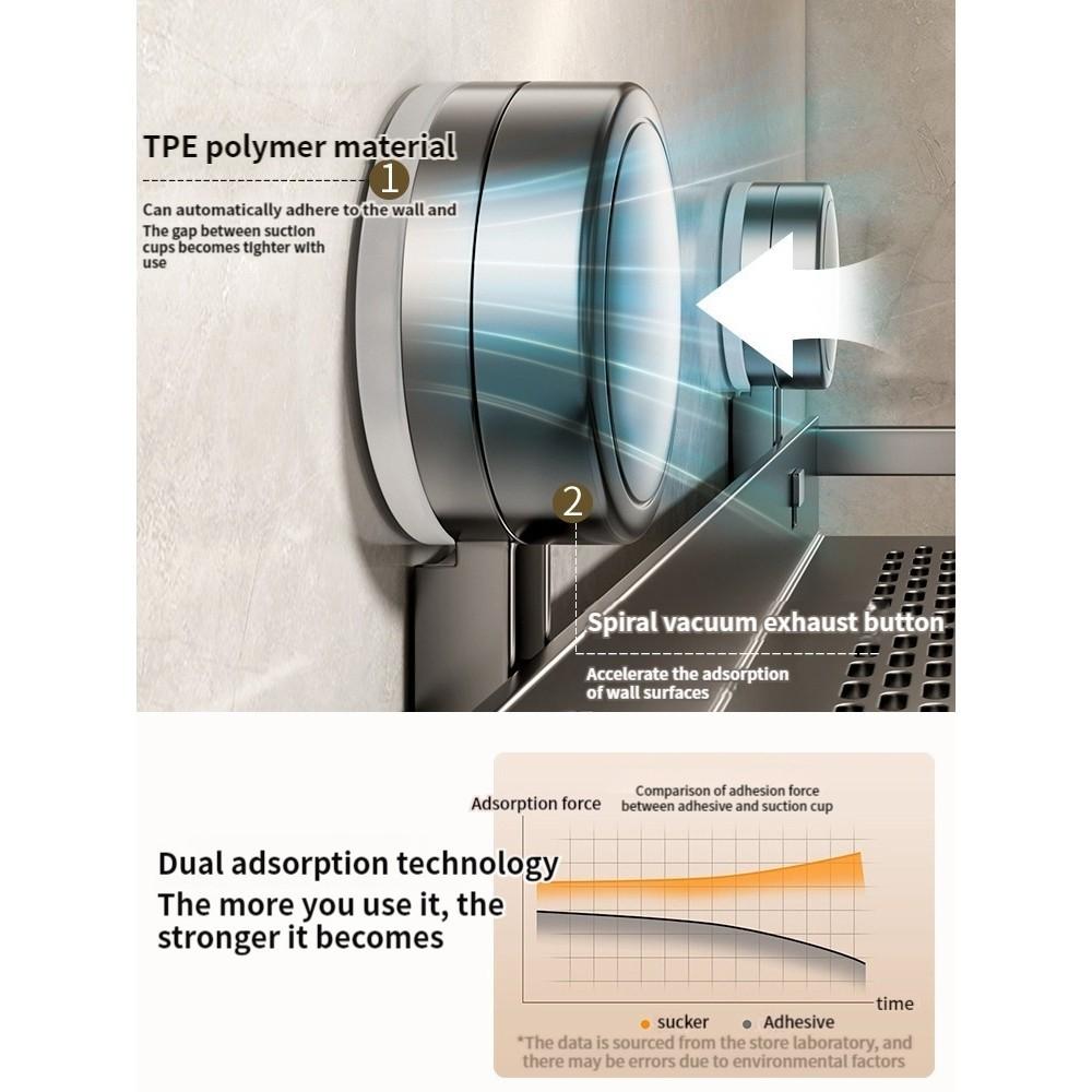 Suction Cup Mount Bathroom Shelf Multifunctional No Drill Hanging Bath Room Basket Household Shampoo Storage Rack Tray