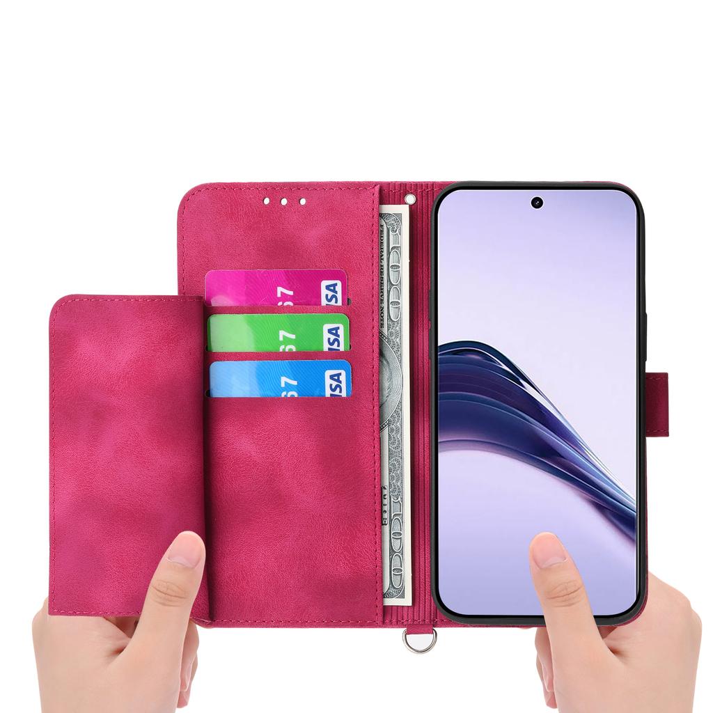 For Realme 14 Pro 5G Case Flower Pattern PU Leather Wallet Phone Cover with Strap