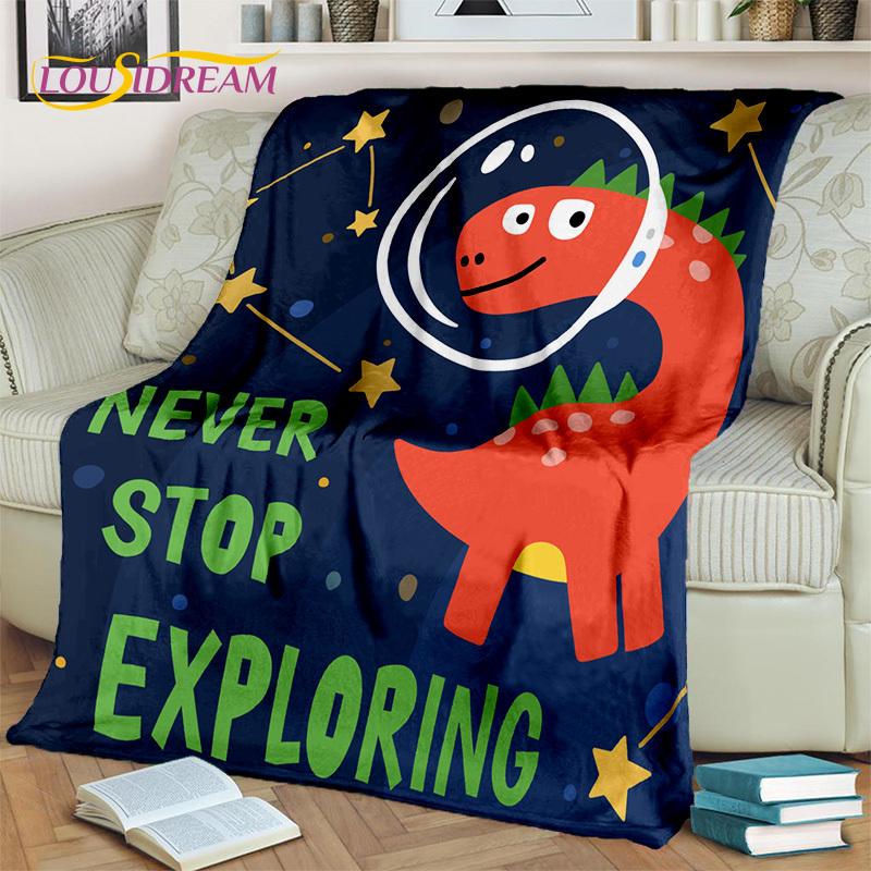 HD Cute Dino Cartoon 3D Dinosaur Space Children Blanket,soft Throw Blanket for Home Bedroom Bed Sofa Picnic Office Cover Blanket
