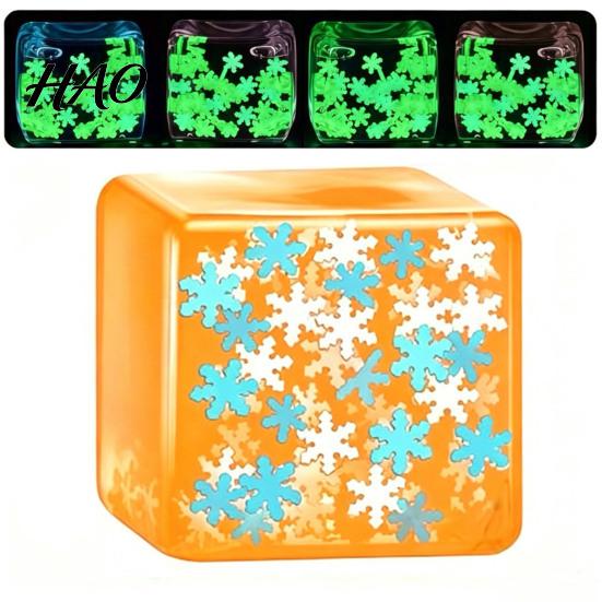 Soft Stress Balls Ice Cube Relief Toy, Glow-in-the-Dark Snowflake Filled Cube, Sensory Toy Luminous Clear Adults and Kids