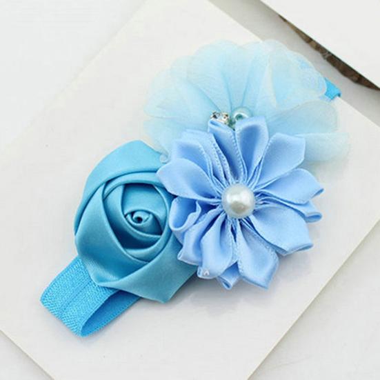 Headband Faux Pearl Skin-friendly Chiffon Baby Girls Bow-knot Kids Headwear for Birthday