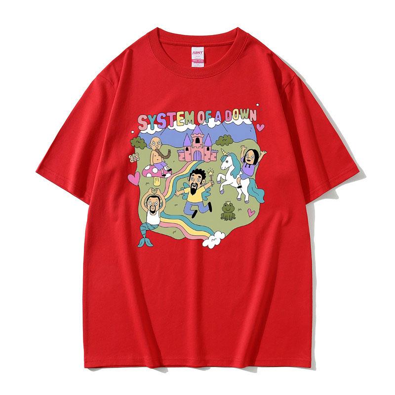 Vintage System of A Down Tshirt Men Women Cotton Short Sleeve T-shirt Male Rock Music Band Cartoon Graphic T Shirts
