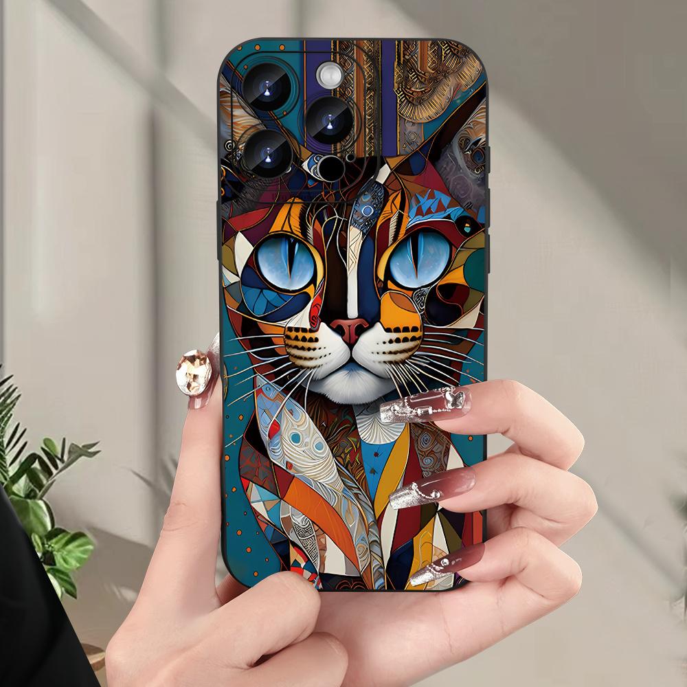 Creative Cat Pattern Mobile Phone Case Suitable for iPhone 17 16 15 14 13 12 11 Pro/ Max /Plus Anti-fall and Shockproof