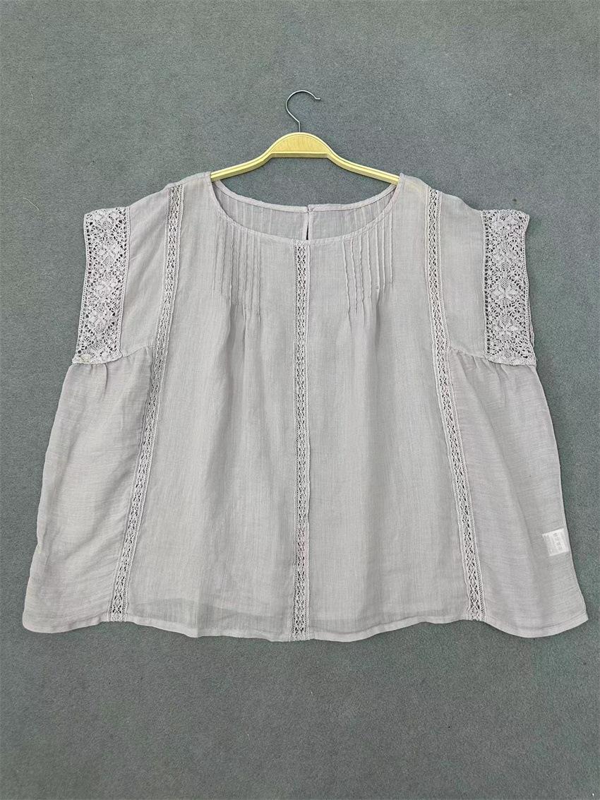 

Johnature Летние французские сшитые крутые рубашки без рукавов, повседневные свободные прозрачные солнцезащитные простые рубашки для женщин One Size светло-фиолетовый