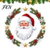 Waterproof PVC Ornaments Christmas Window Clings, Cute Santa Claus Wreath Sticker, Cartoon Holiday Glass Decals Static Decal for Office Shop