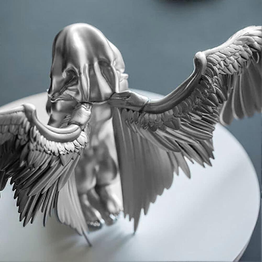 Desktop Resin Ornament Woman Angel Wings Kneeling Sculpture Table Statue Decoration.