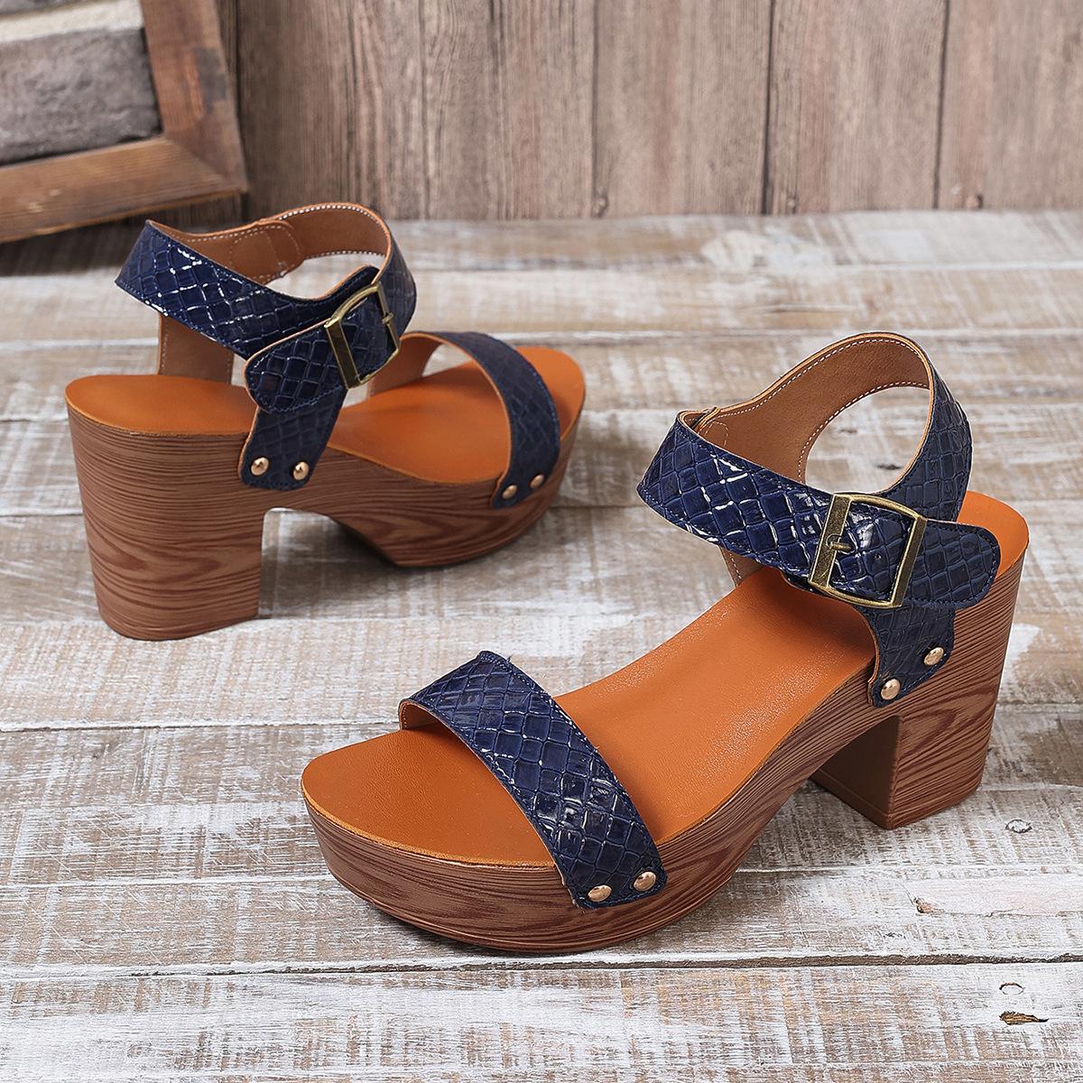 

Большие водонепроницаемые сандалии женские с пряжкой на толстом каблуке сандалии женские в стиле ретро однотонные с надписью сандалии женские 43