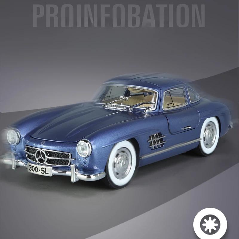 Simulation 1:24 Scale Benz 300SL Alloy Car Model With Sound Light Diecast Metal Toy Vehicle For Boy Collective Miniature Voiture