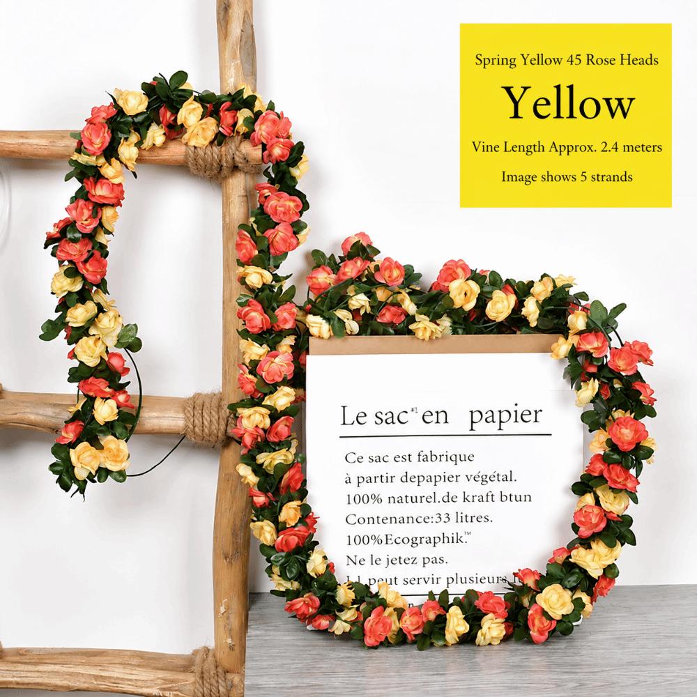 Green Leaves Included Artificial Rose Vine 2.4m Length Rose Flower Vine Party Decoration