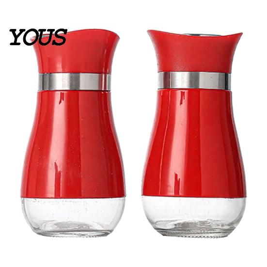 Stainless Steel Spice Containers 2PCS Glass Seasoning Jar, Moisture Proof Kitchen Organization Accessories Holders, Nordic Style Refillable Dispenser