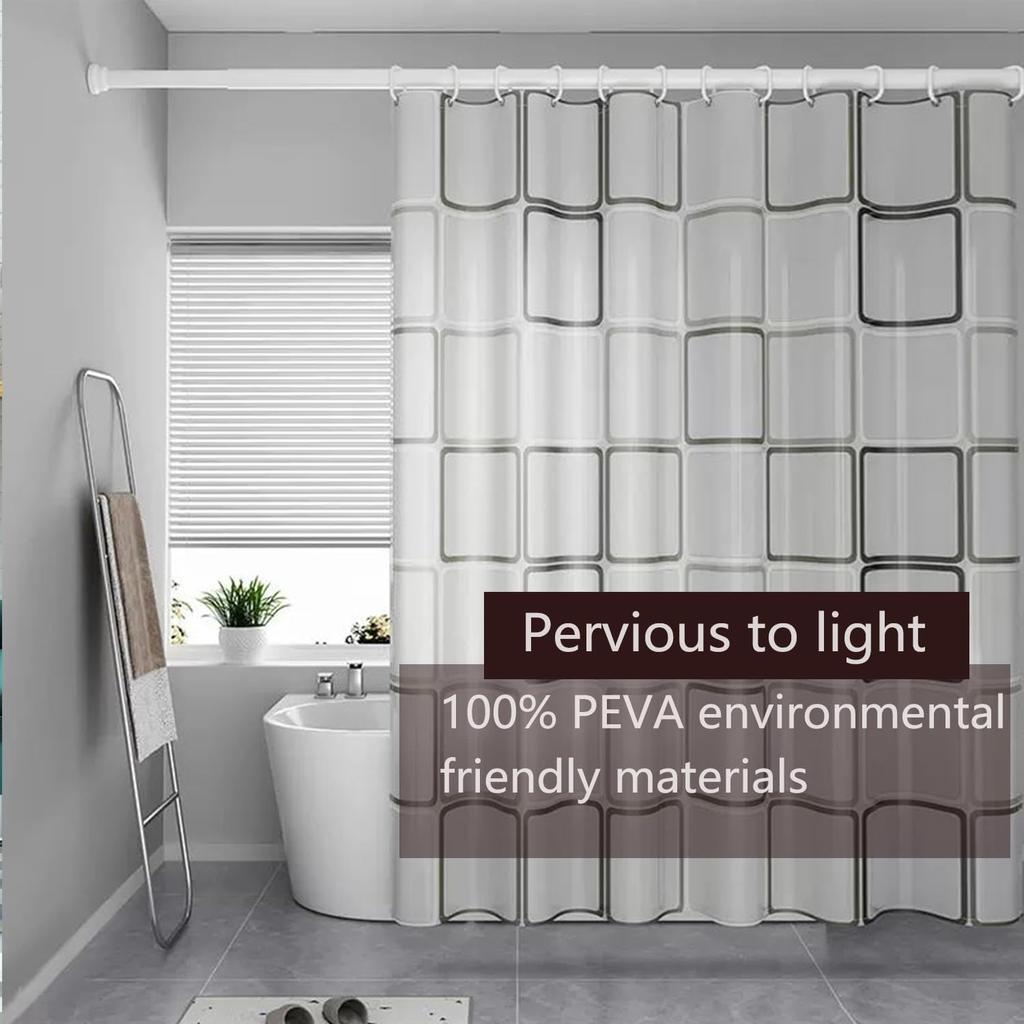Shower Curtain Liner PEVA Square Shower Liner Plastic Waterproof Shower Curtains with Holes Modern Bathroom Partition Curtain