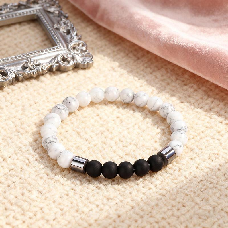 Unique Bicolor Chakra Stone Bracelet Unisex Matte Colorful Handmade Beaded Elastic Braslet Thanksgiving Day Couple Gift Pulseira