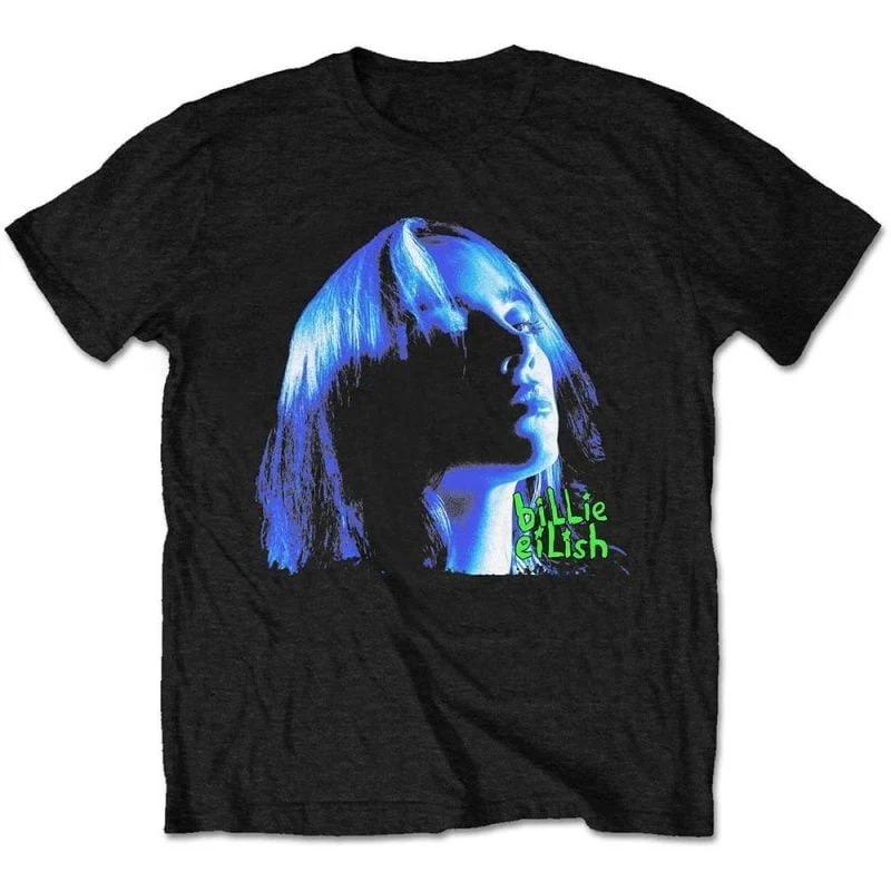 

Billie Eilish Blue Portrait Graphic TShirt 100 Cotton Alternative Pop Print Tee Unisex Dark Streetwear Short Sleeve 4XL