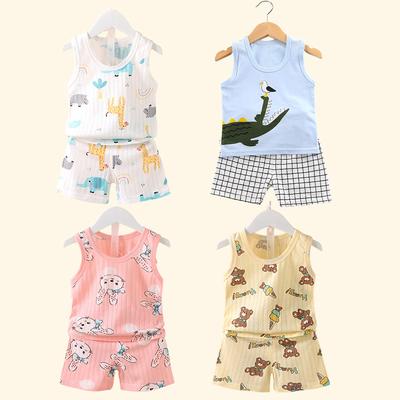 Kinderkleidung, bedruckt, ärmellose Oberteile, Shorts, niedlich, atmungsaktiv, für Kinder, Sommerweste, Shorts, Set, Tanktop für Babykleidung, Kinder