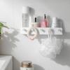 Wall Mounted Bathroom Hanger Hook Punch-Free Multi-function Wall Shelf Rack with 5 Hook Durable Key Storage Holder Kitchen
