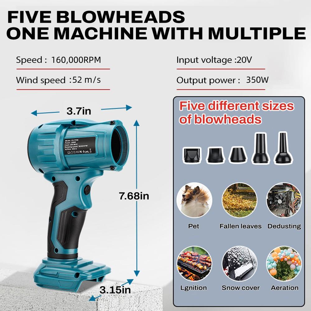 350W Violent Fan Blow Dryer 160000RPM Brushless Handheld Electric Turbo Jet Fan For Makita/Dewalt/Milwaukee 18V Li-ion Battery